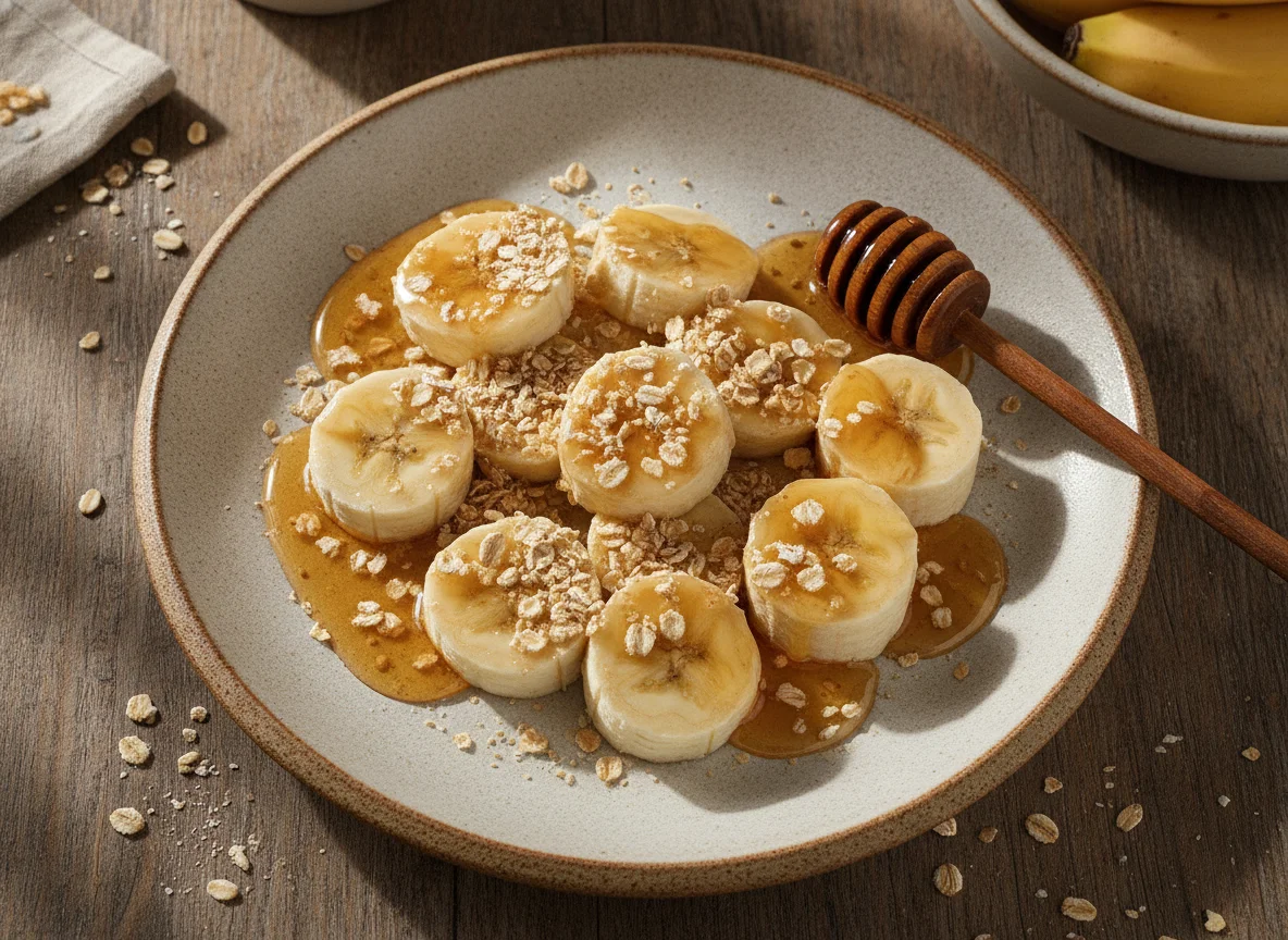 Banana fatiada com aveia e mel photo
