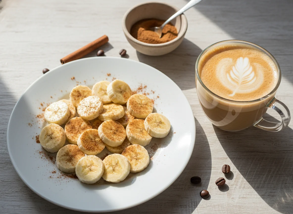 Bananas com canela e café com leite photo