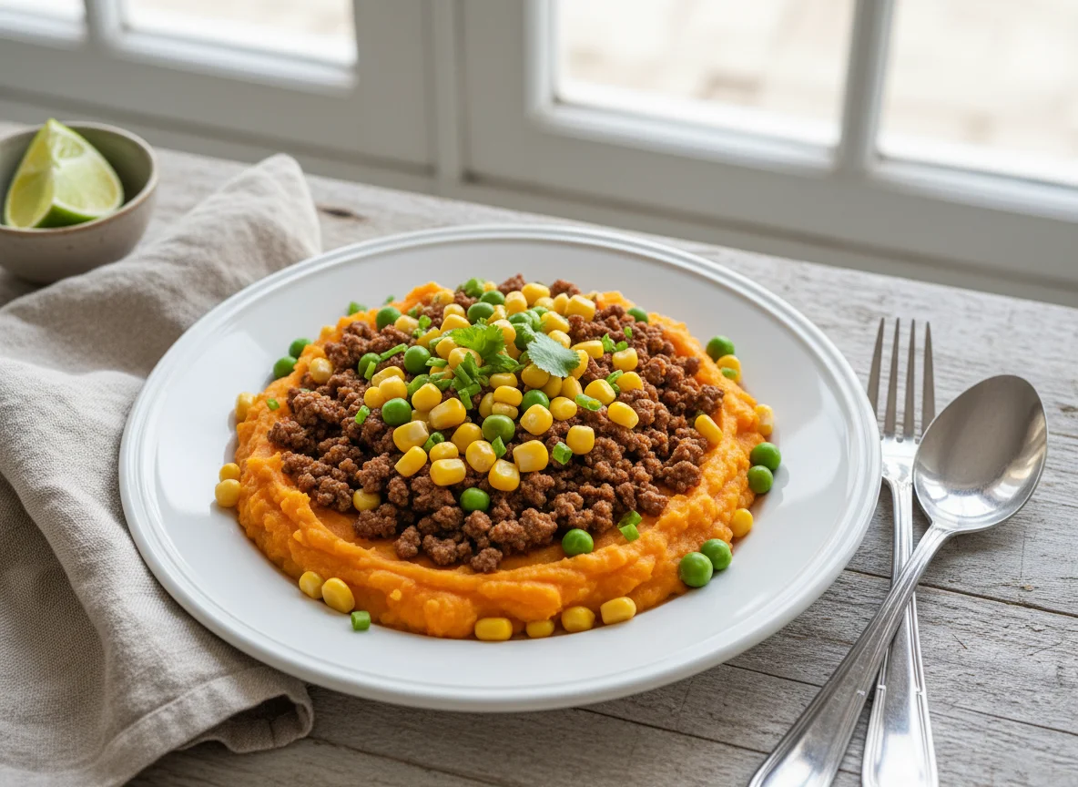 Batata doce com carne moída photo