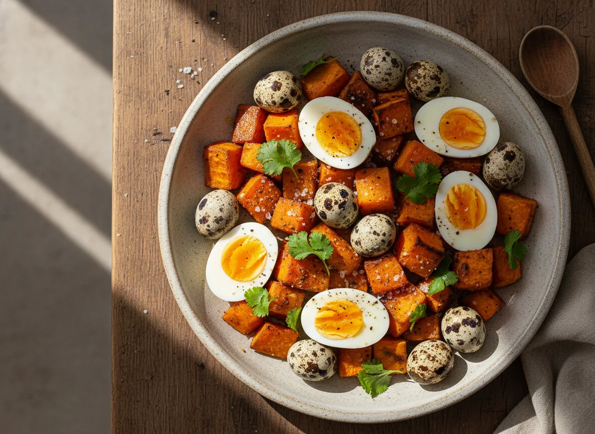 Batata doce e ovos photo