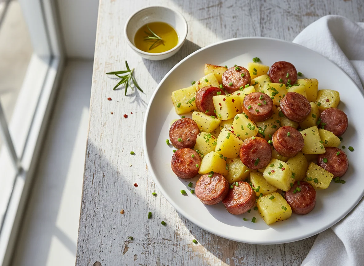 Batatas e Salsicha Fresca Salteadas photo