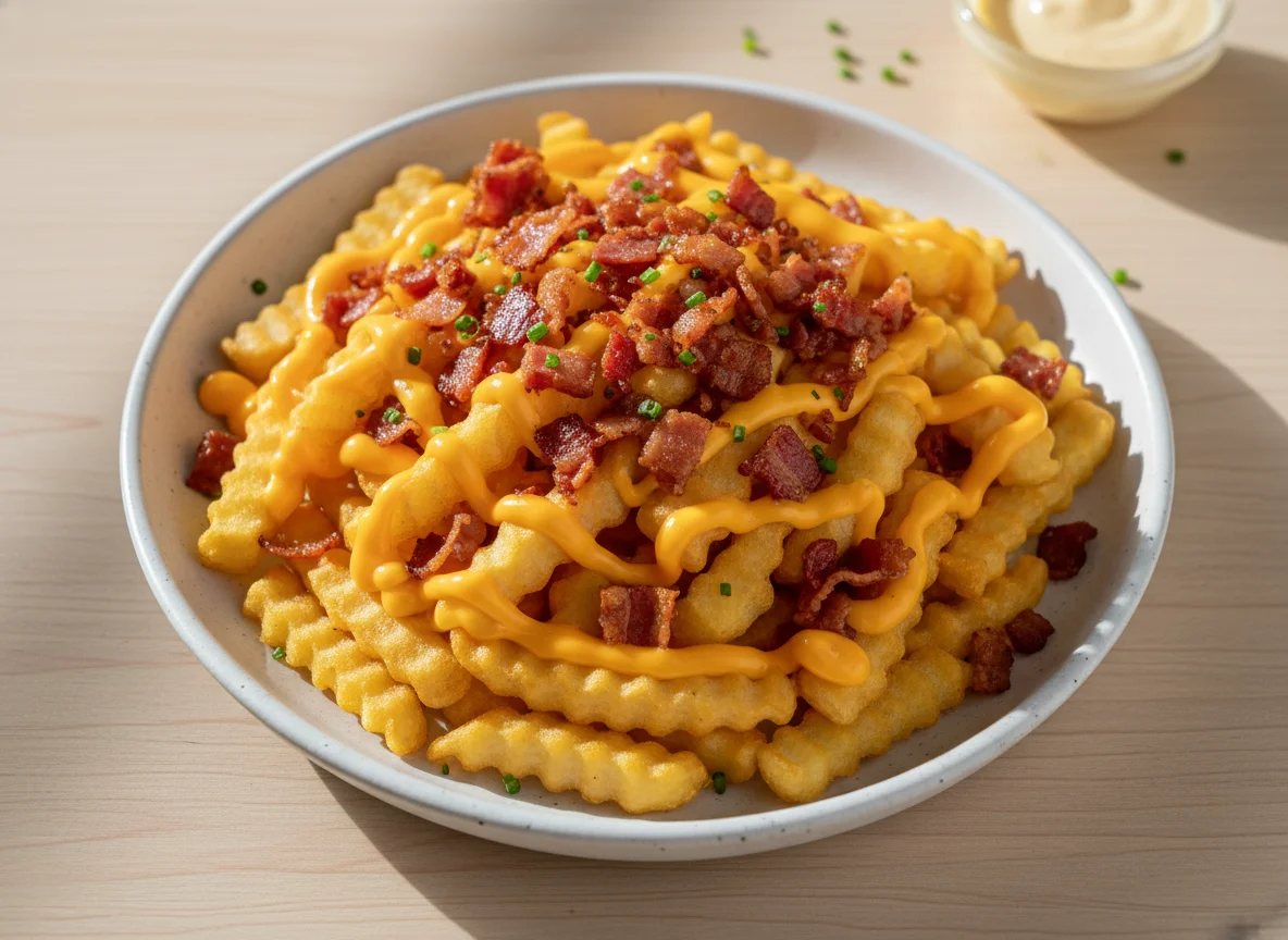 Batatas Fritas com Cheddar e Bacon photo