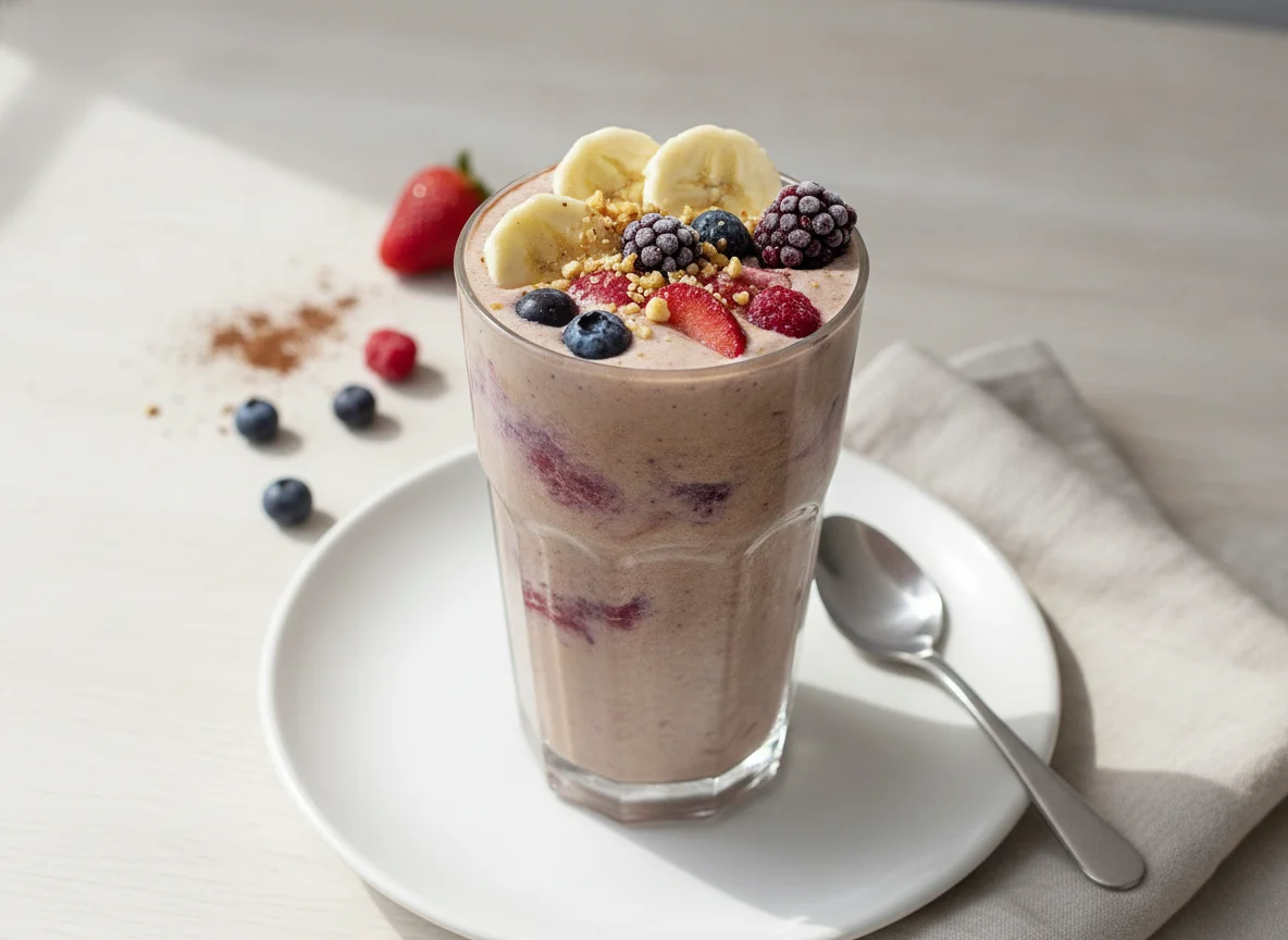 Batido de proteína com frutas e iogurte photo