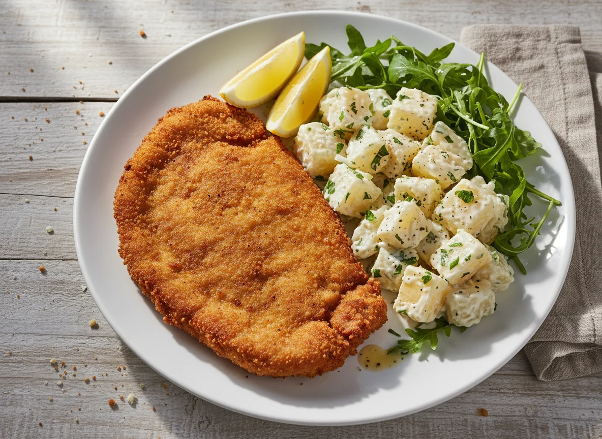 Bife à Milanesa com Salada de Batata e Rúcula photo