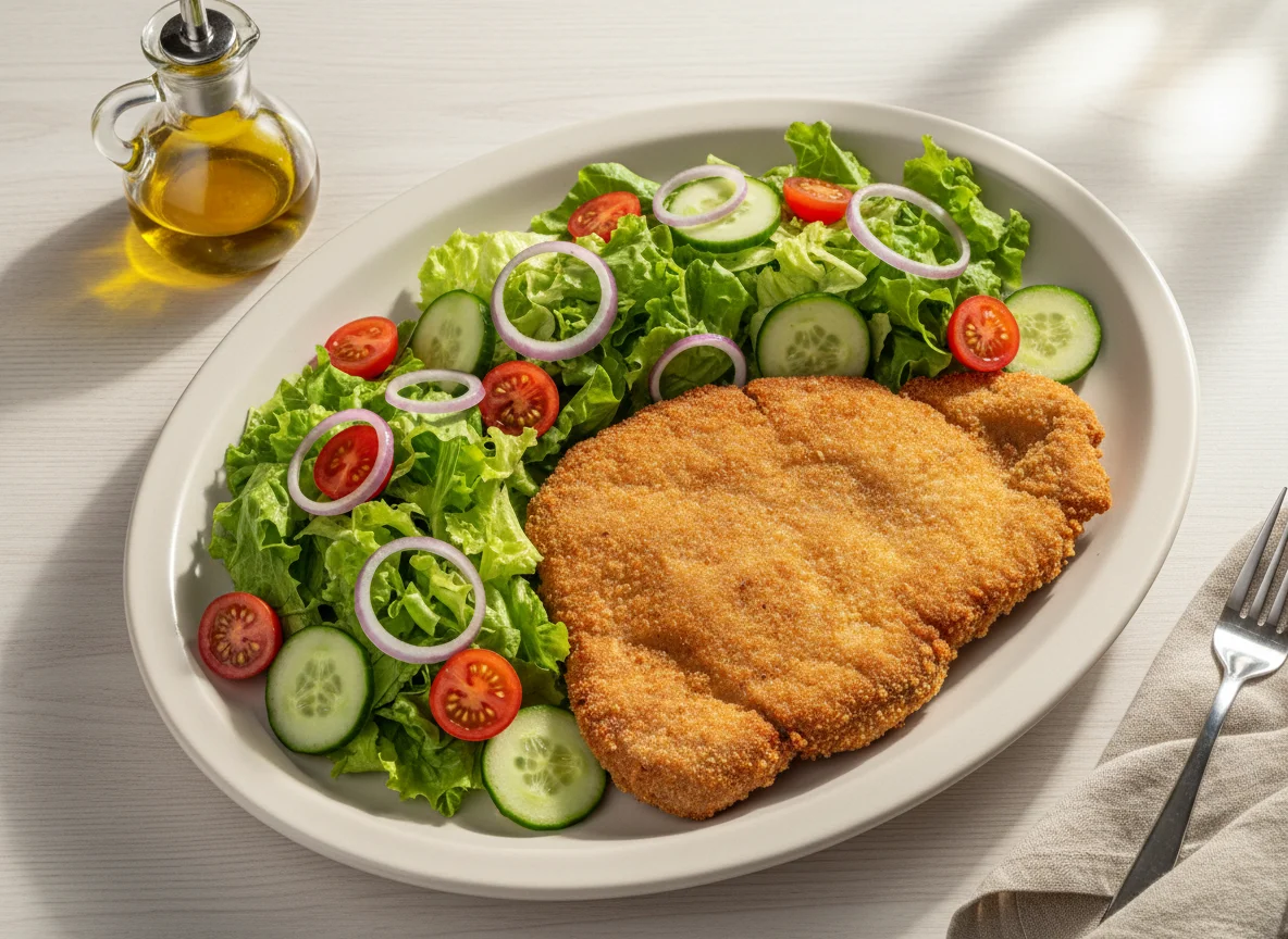 Bife à milanesa com salada photo