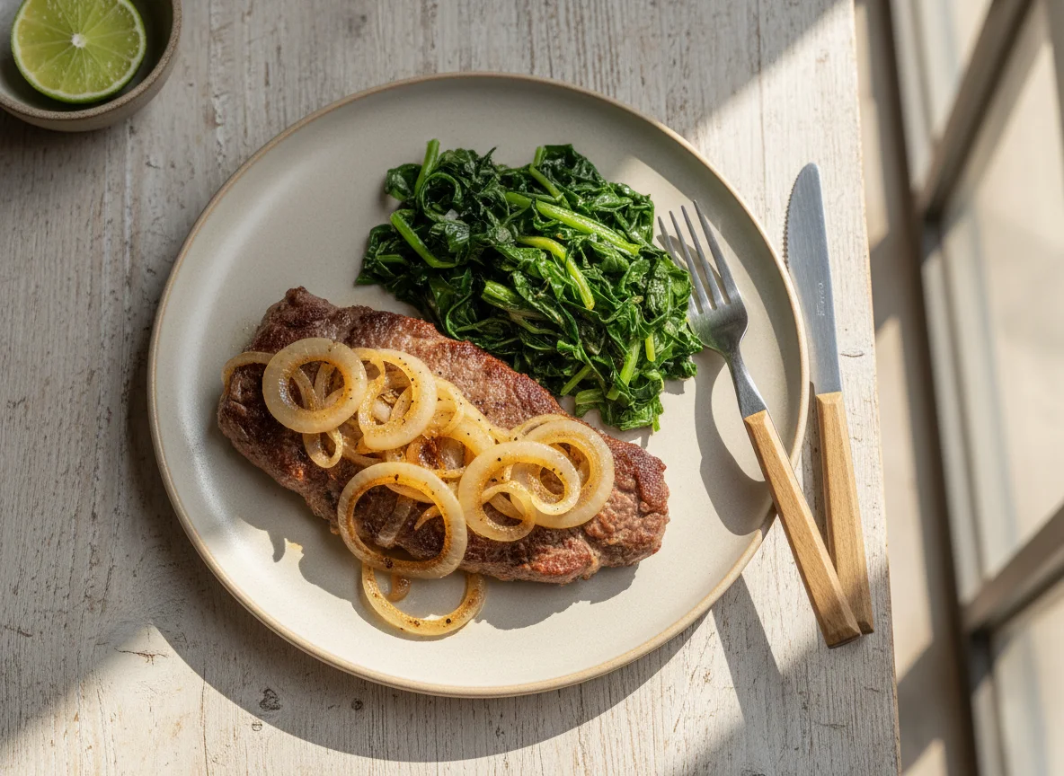 Bife Acebolado com Couve Refogada photo