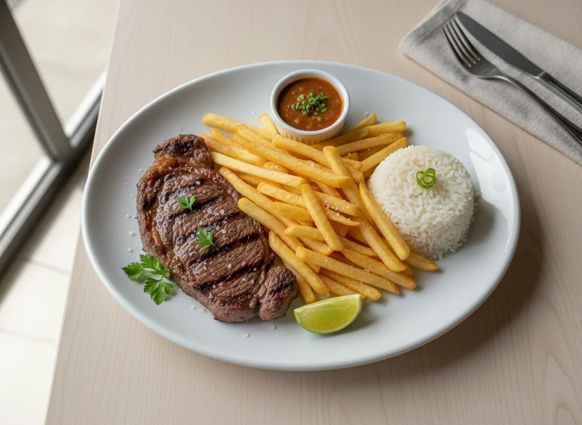 Bife com Fritas e Arroz photo