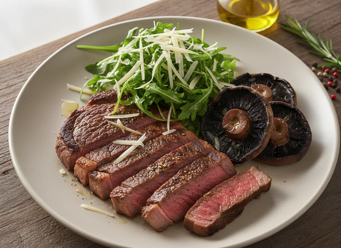 Bife com Rúcula e Queijo Parmesão photo