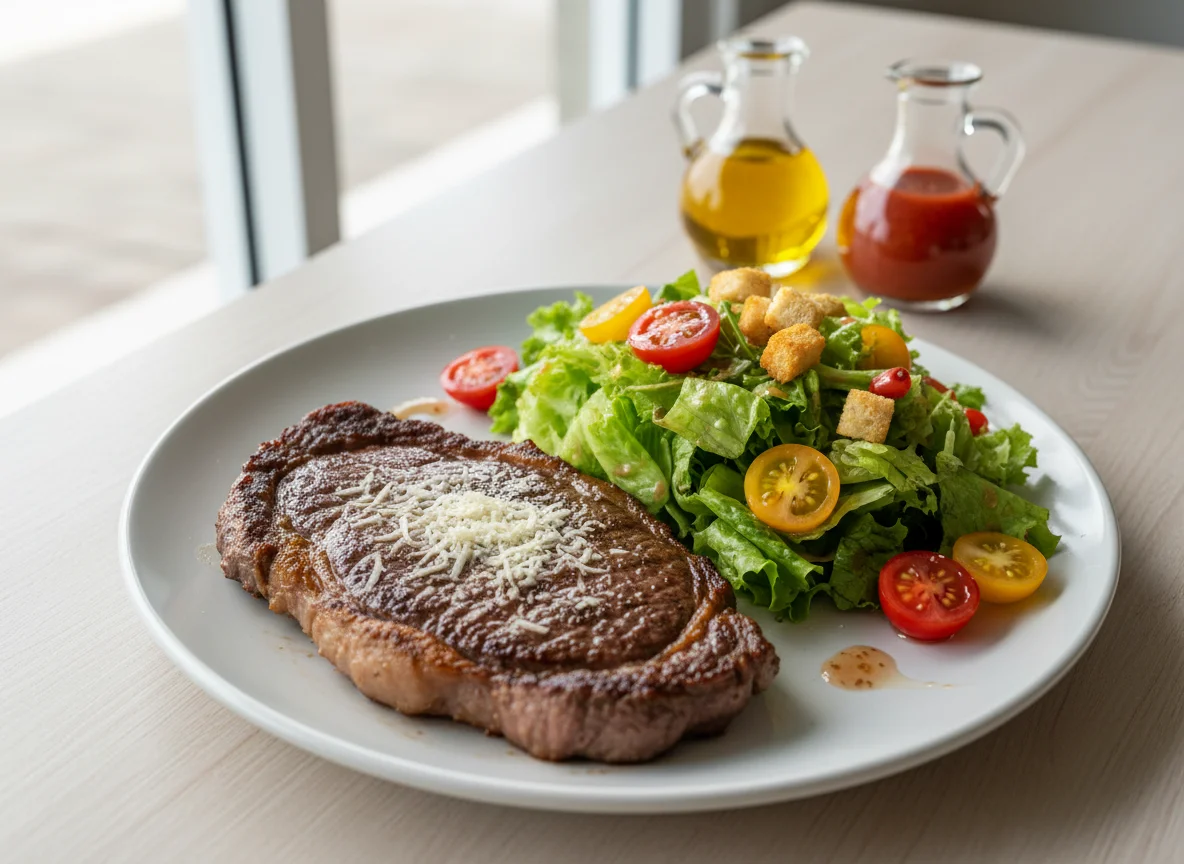 Bife com salada mista photo