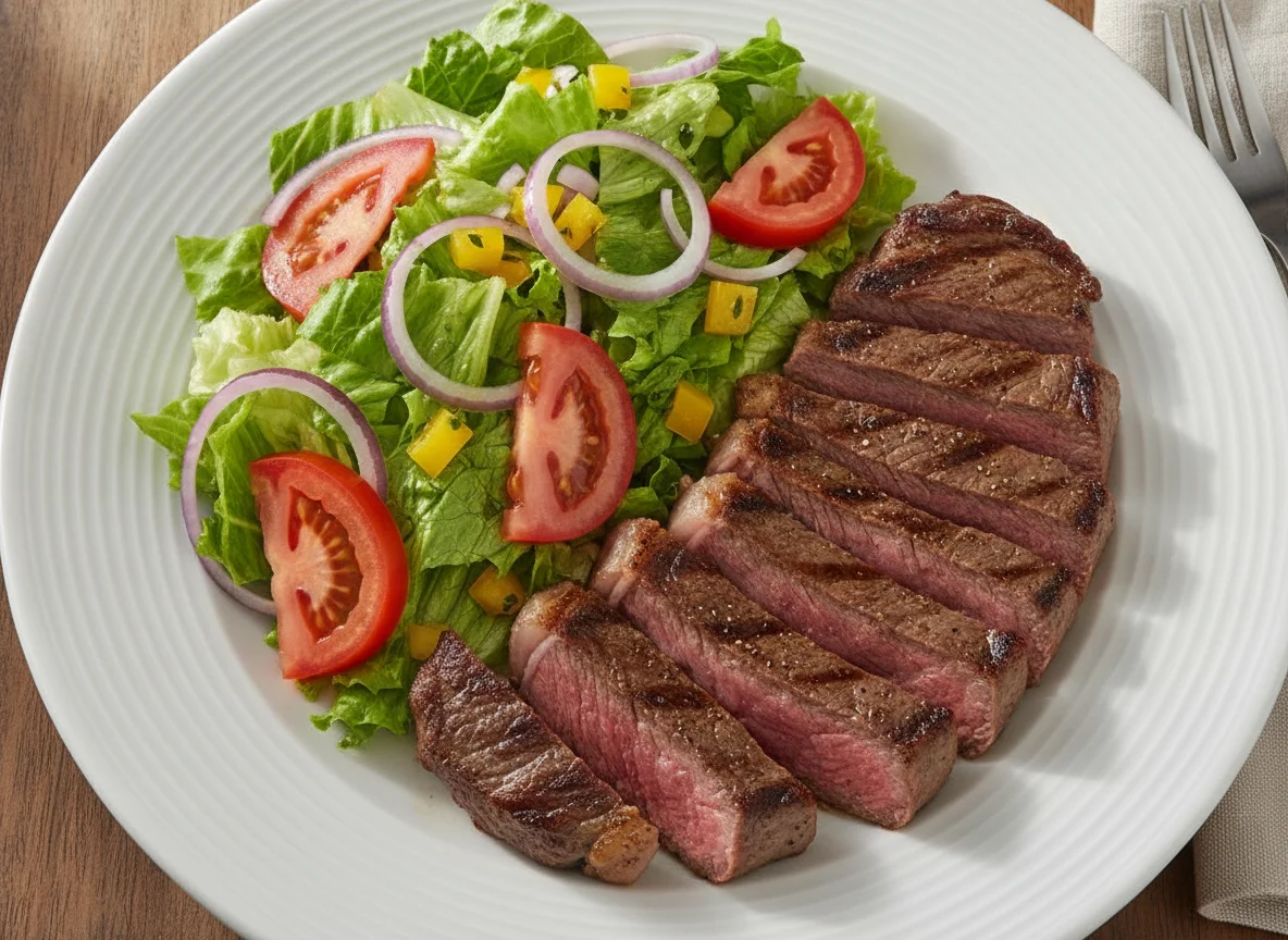 Bife de Carne com Salada Mista photo