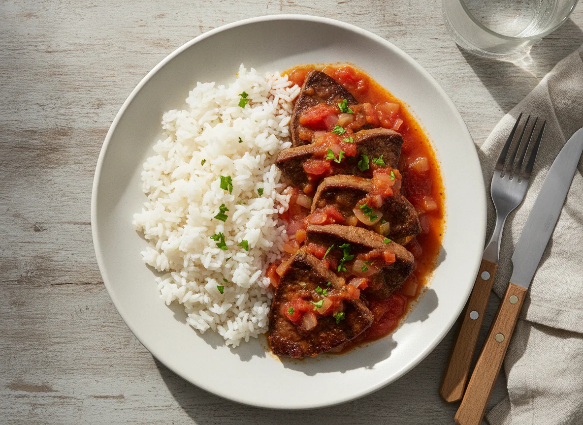 Bife de Fígado com Arroz photo