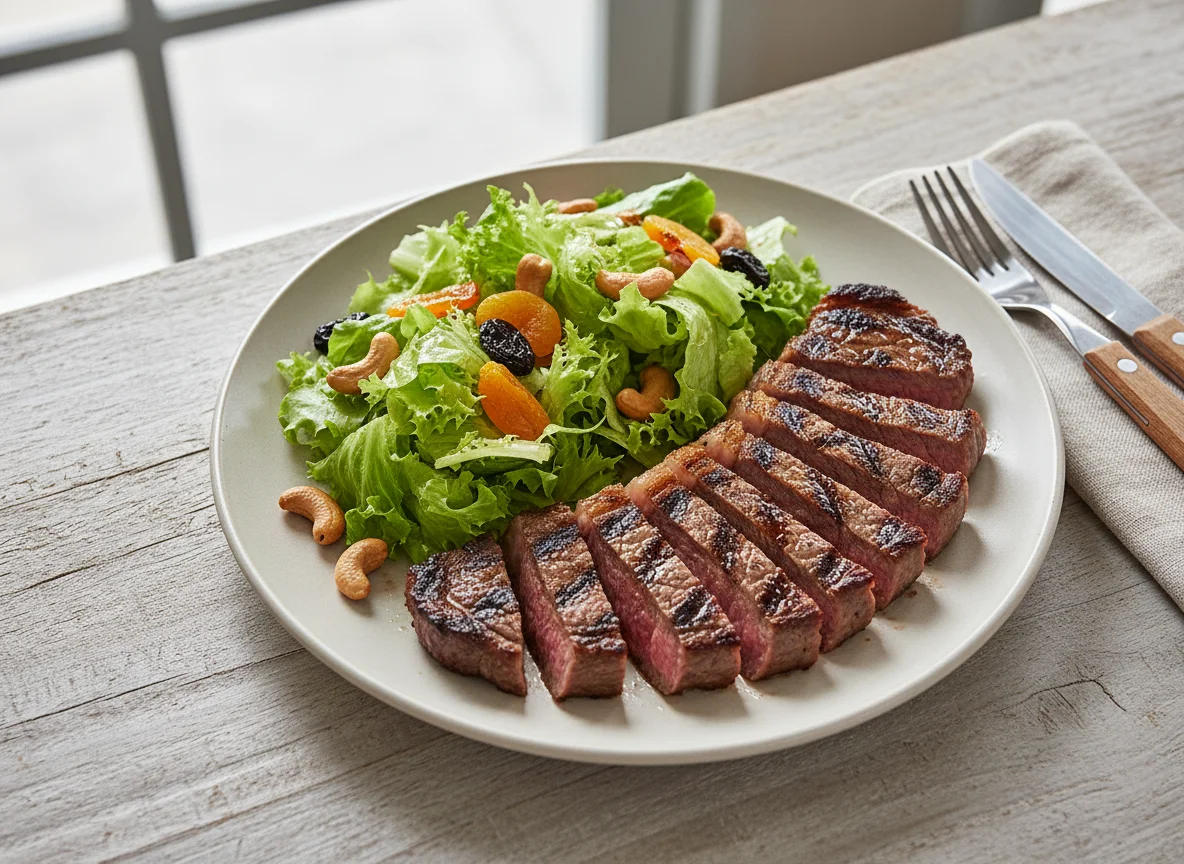 Bife grelhado com salada photo