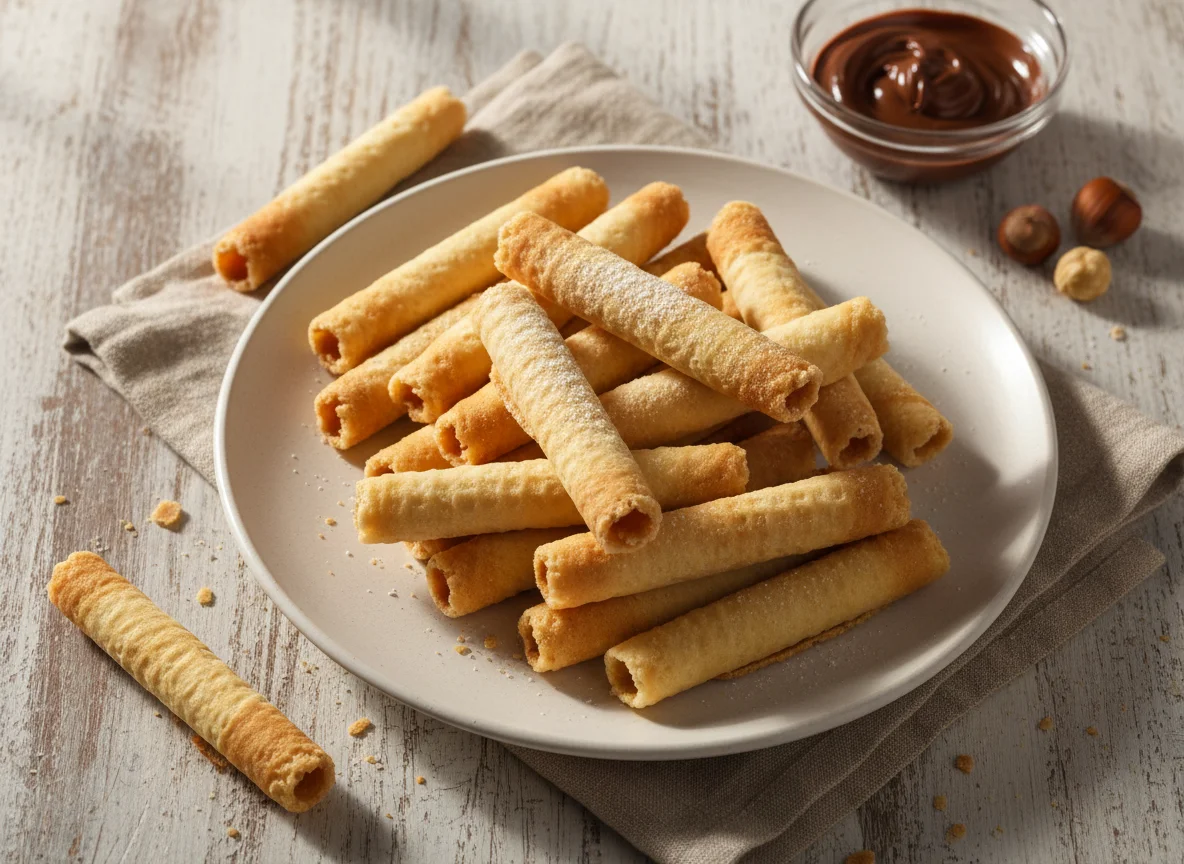 Biscoitos de wafer enrolados photo