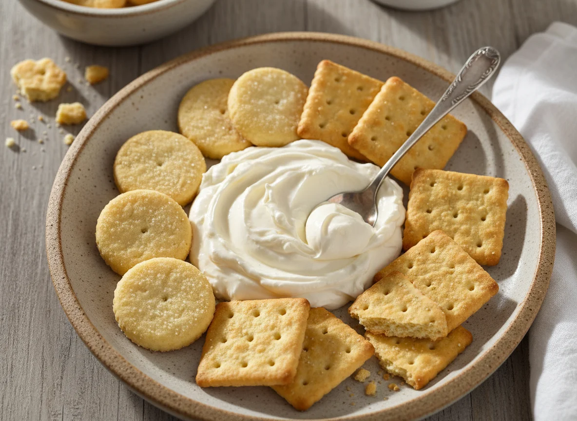 Biscoitos e queijo cremoso photo
