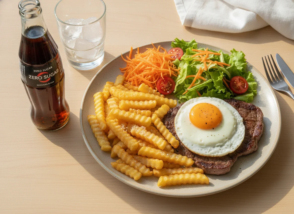 Bitoque com Batatas Fritas e Salada photo