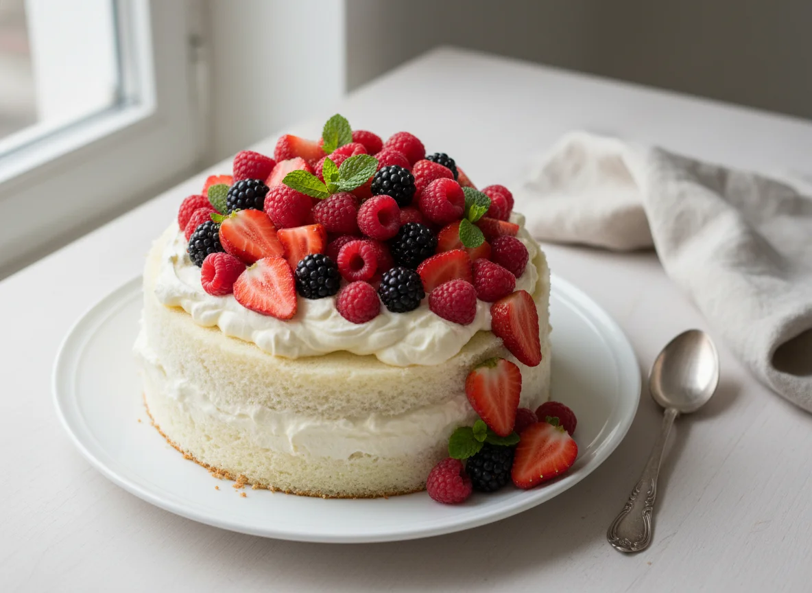Bolo com frutas vermelhas photo
