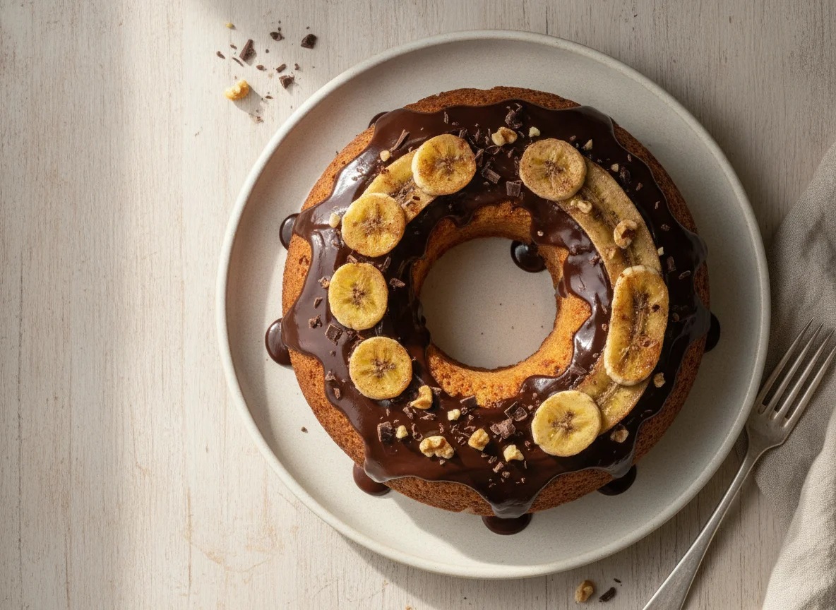 Bolo de banana com chocolate photo