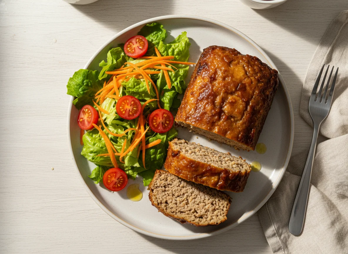 Bolo de carne com salada photo