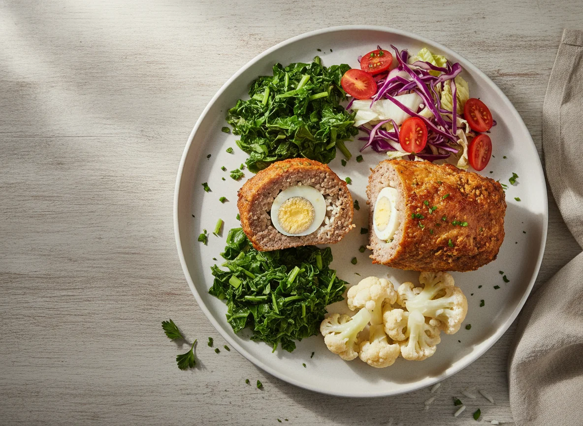 Bolo de Carne Recheado com Arroz e Vegetais photo