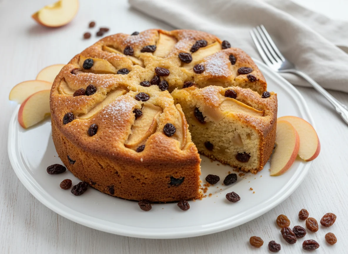 Bolo de maçã com passas photo