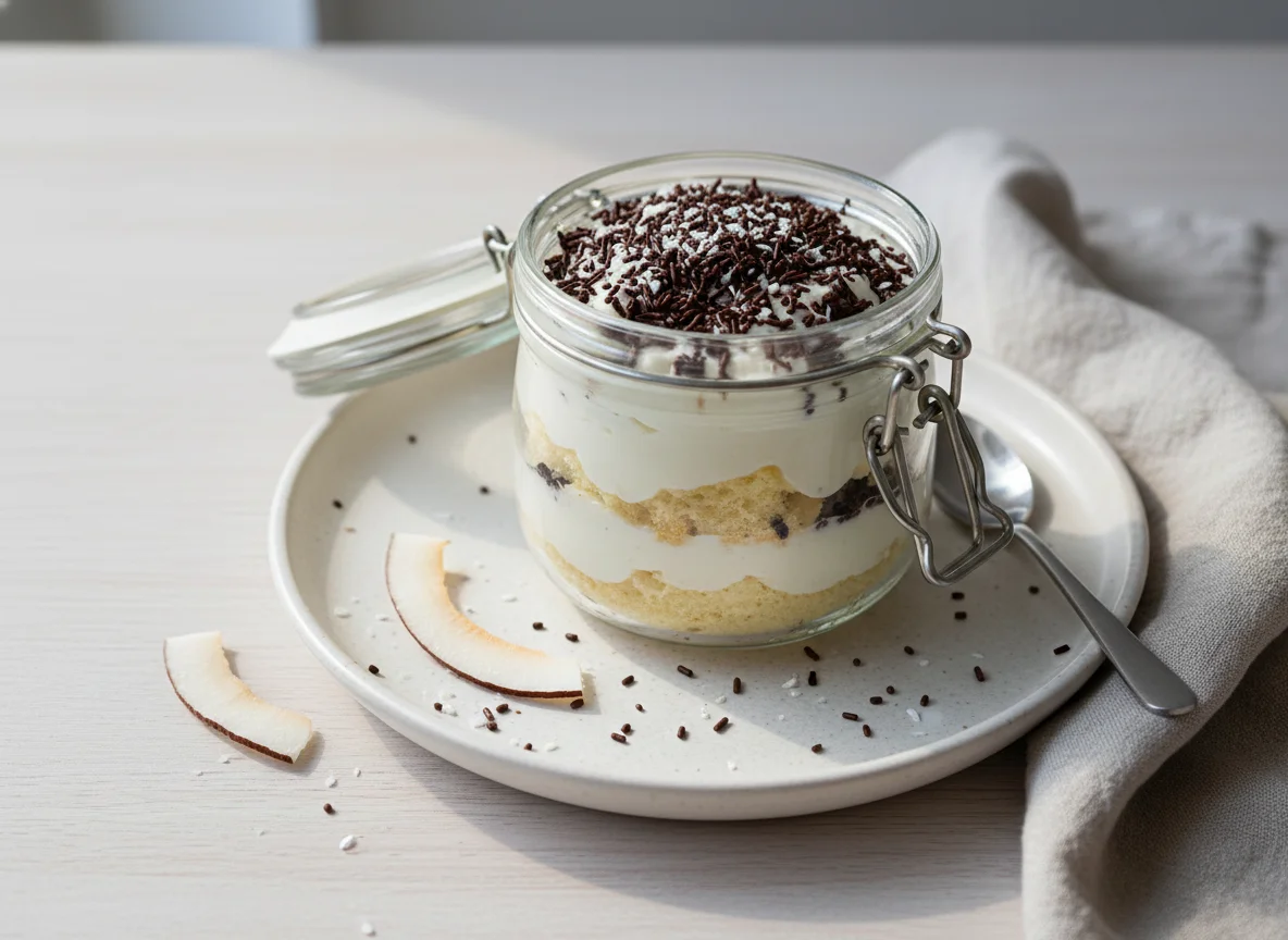 Bolo de Pote de Coco com Chocolate photo