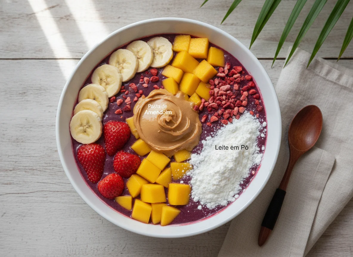 Bowl de Açaí com Frutas e Pasta de Amendoim photo