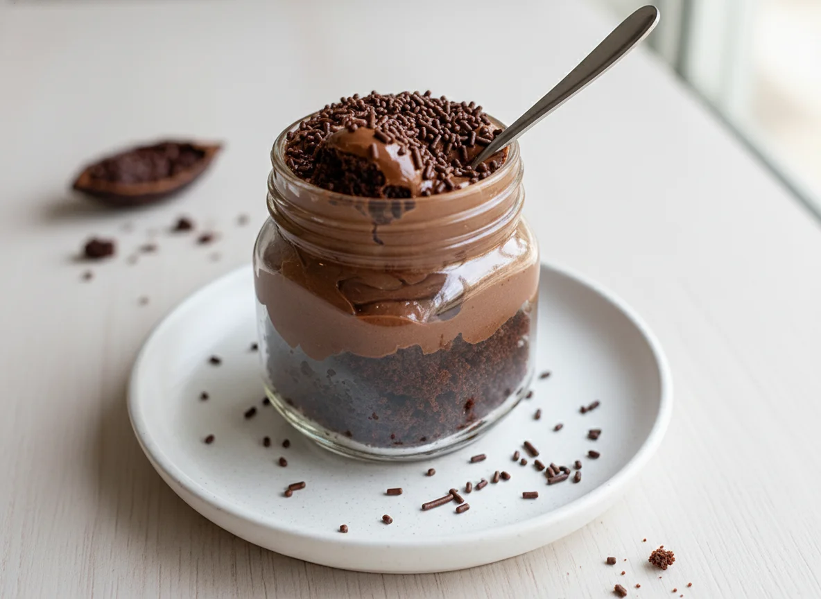 Brownie no pote com brigadeiro photo