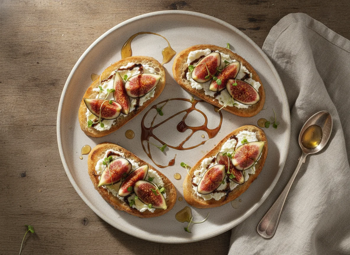 Bruschetta de Figo com Queijo e Mel photo