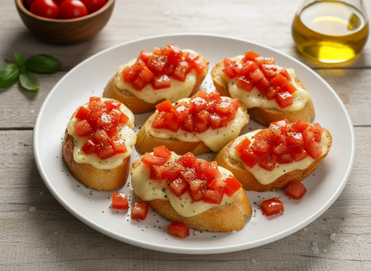 Bruschetta de queijo e tomate photo