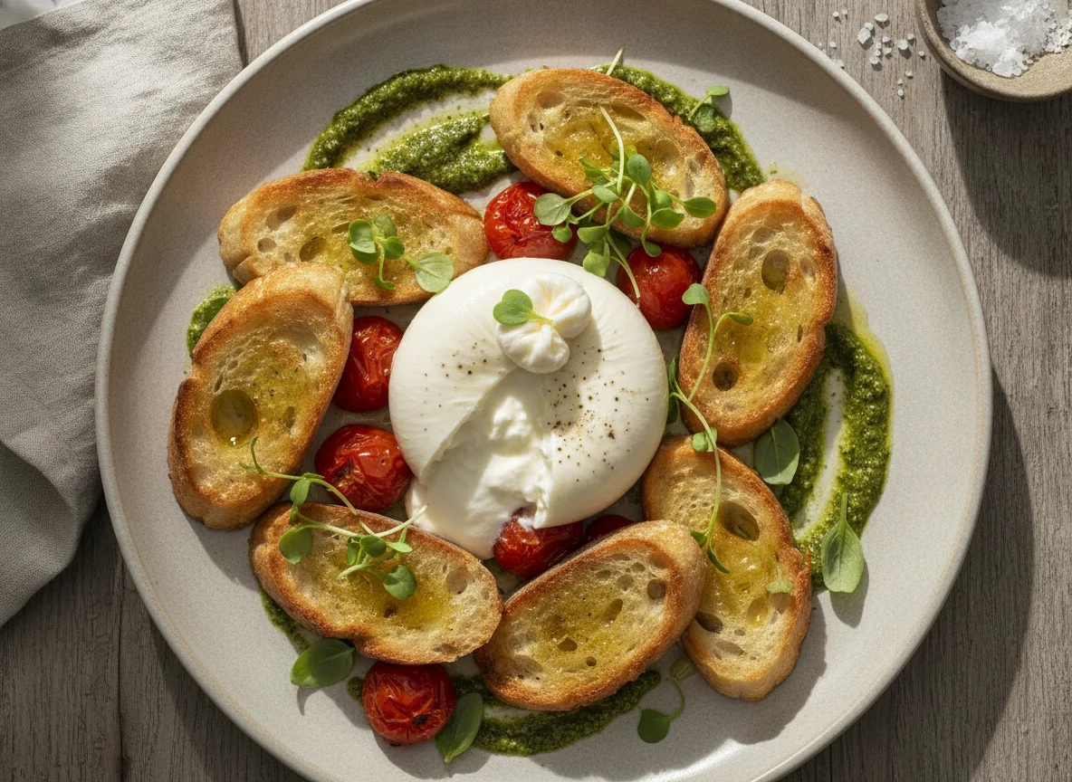 Burrata com Torradas e Tomate Confit photo