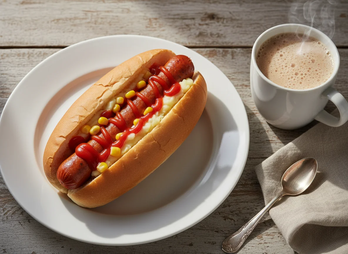 Cachorro-quente e bebida quente photo