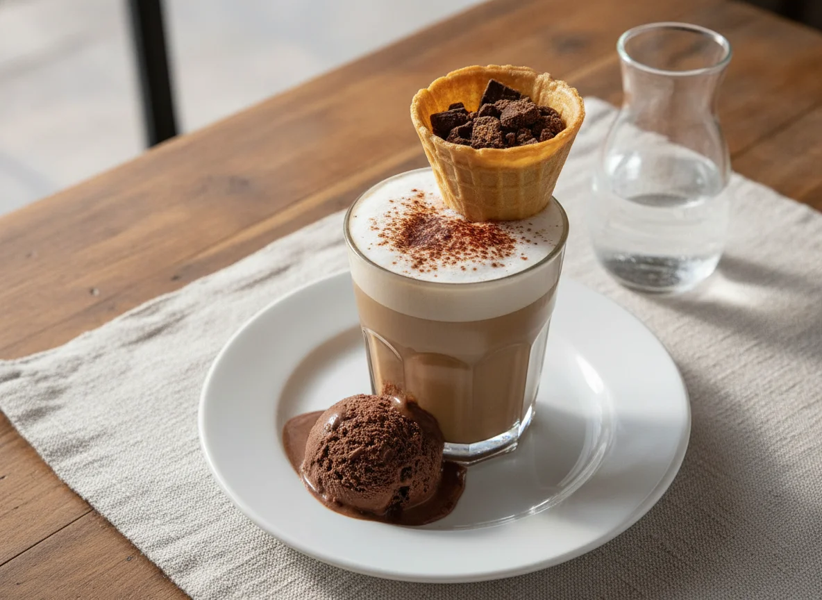 Café Cappuccino com Gelato de Chocolate photo