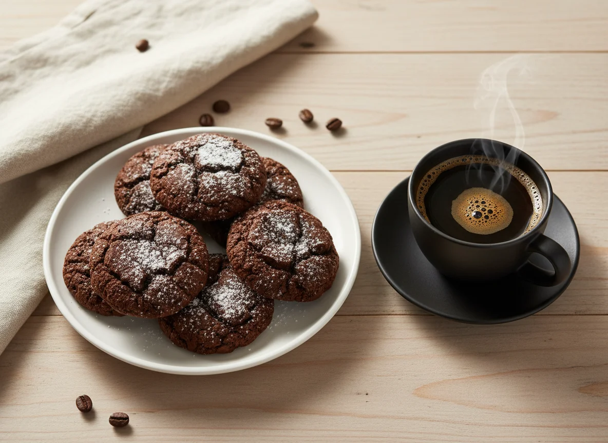 Café com biscoitos de chocolate photo