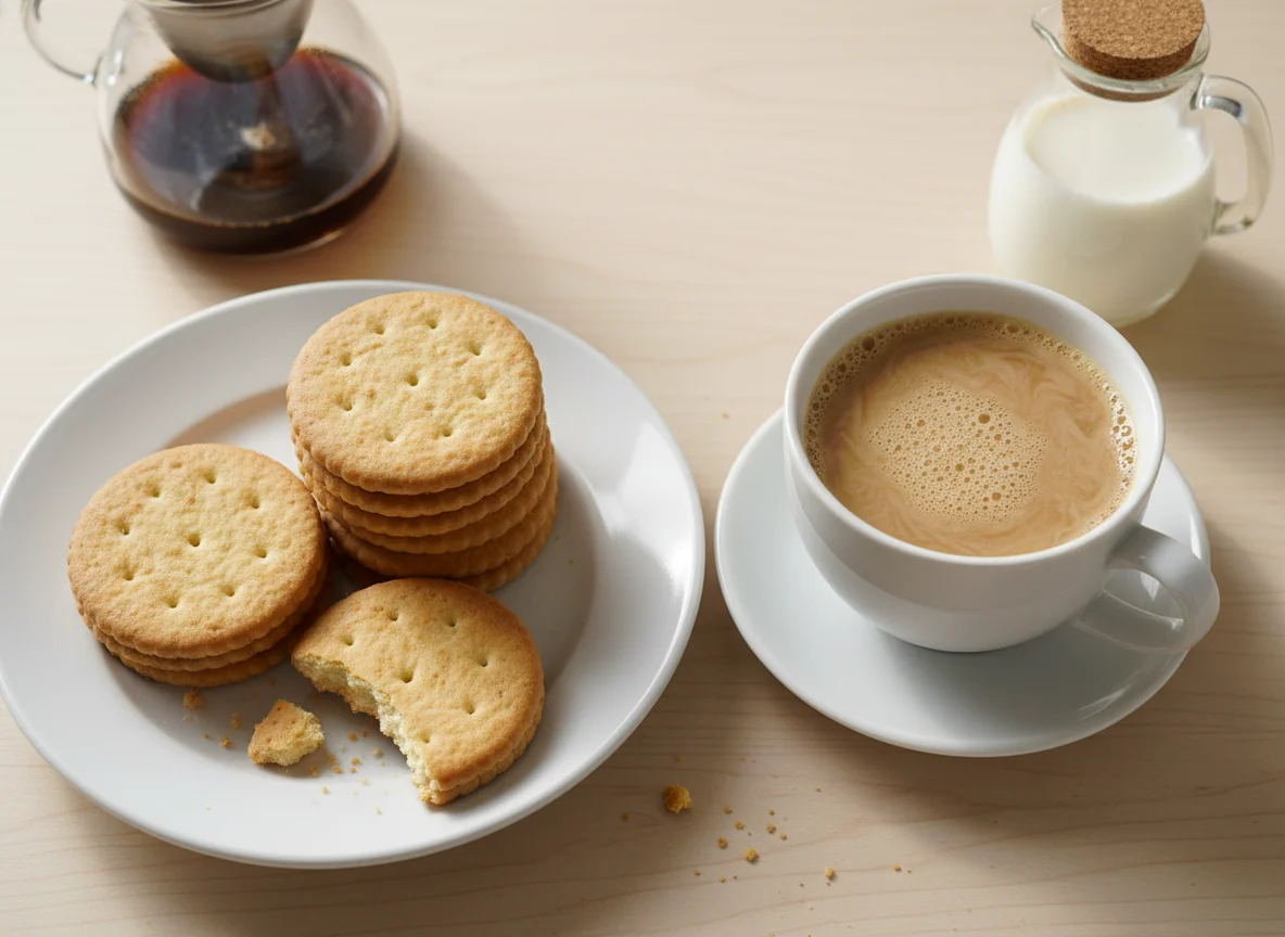 Café com leite e biscoito photo
