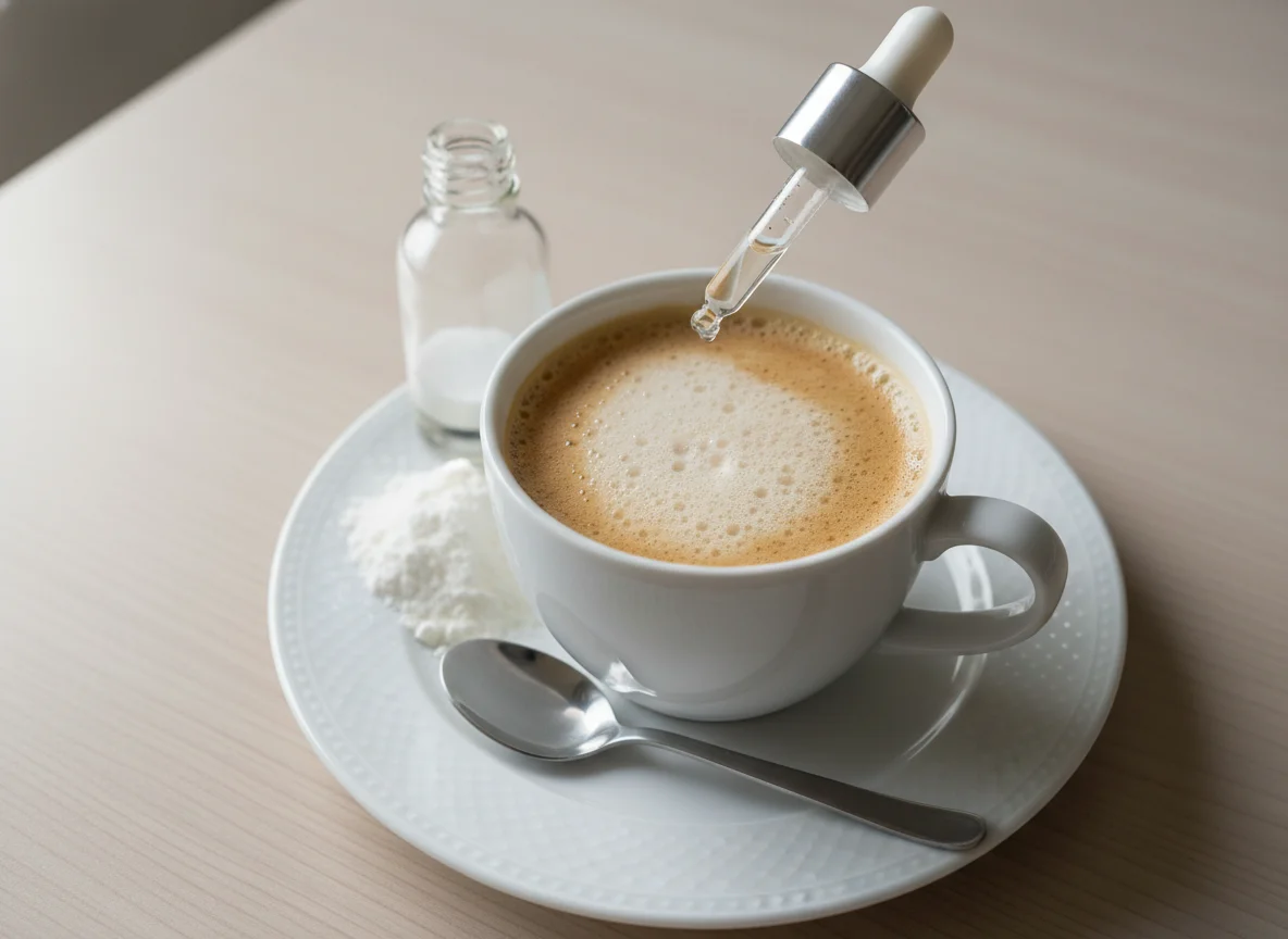 Café com leite em pó e adoçante photo