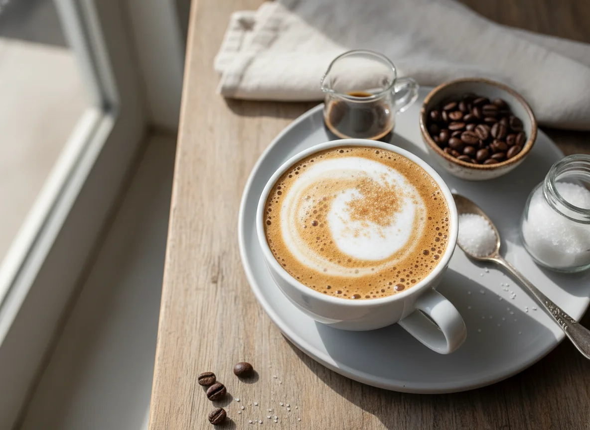 Café com leite espumado photo