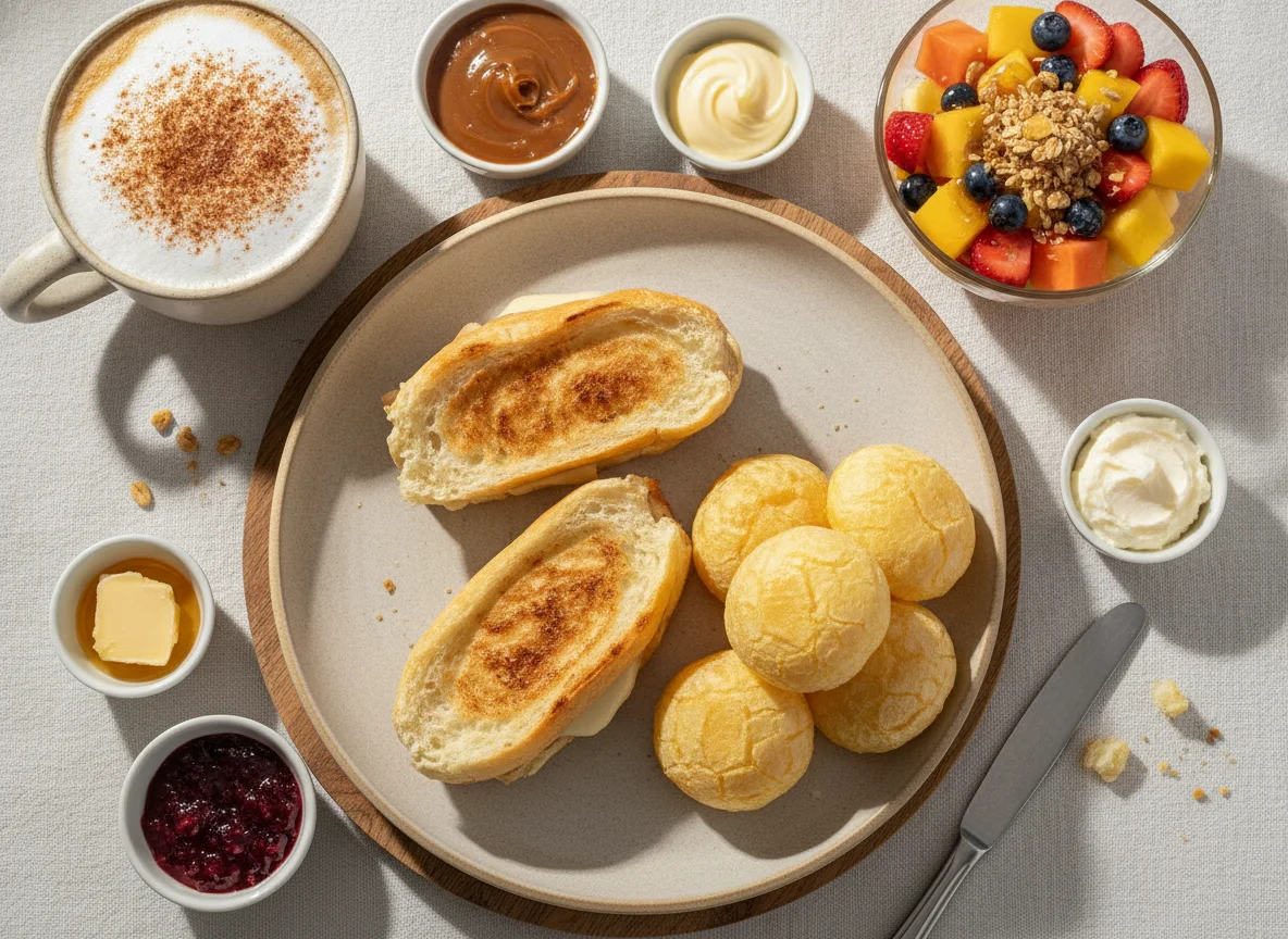 Café da Manhã Brasileiro com Pão na Chapa e Pão de Queijo photo