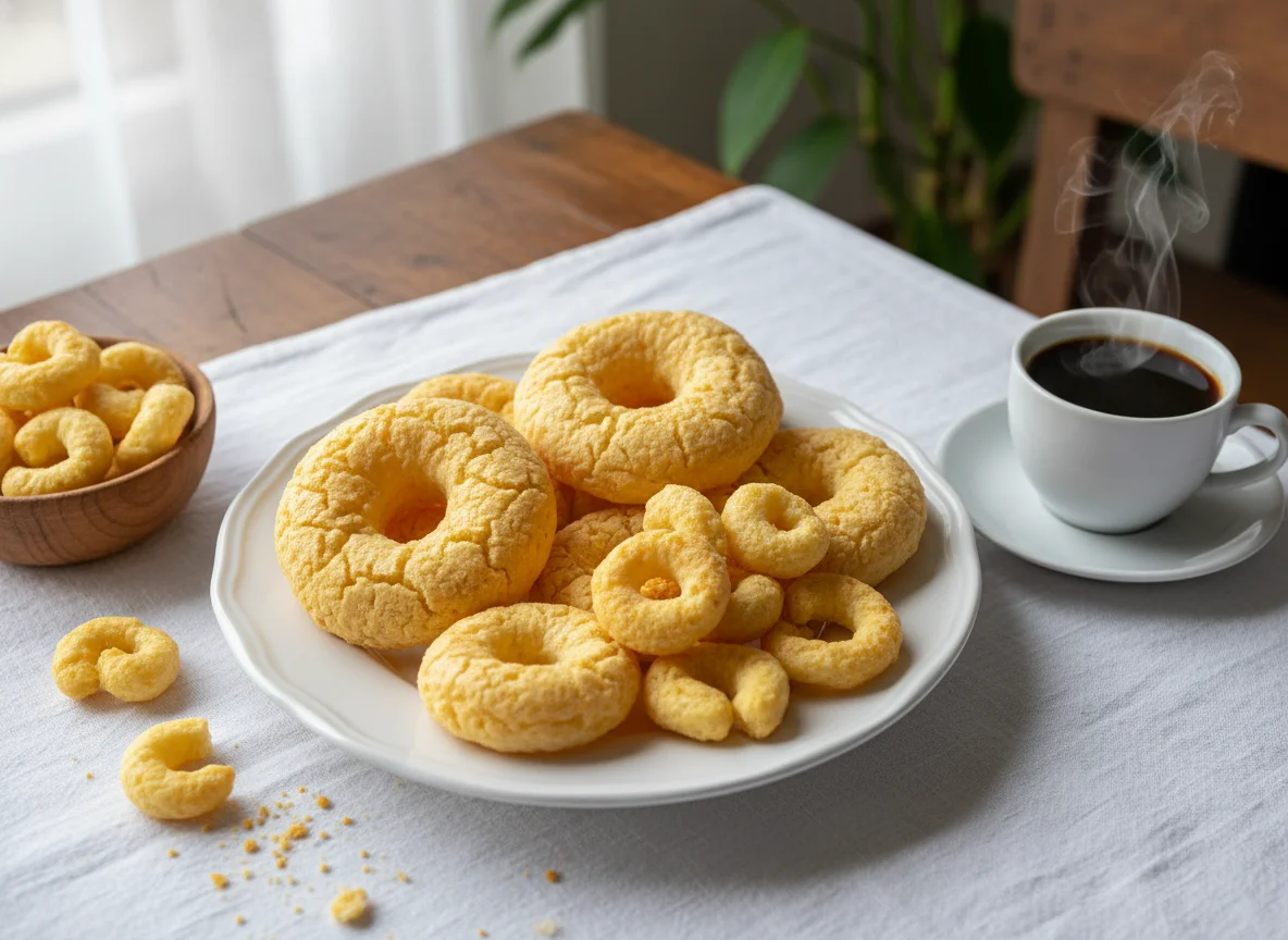 Café da manhã com biscoitos de polvilho e café photo