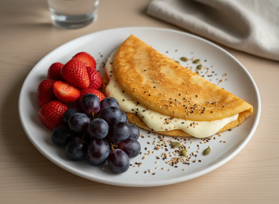 Café da manhã com frutas e tapioca photo