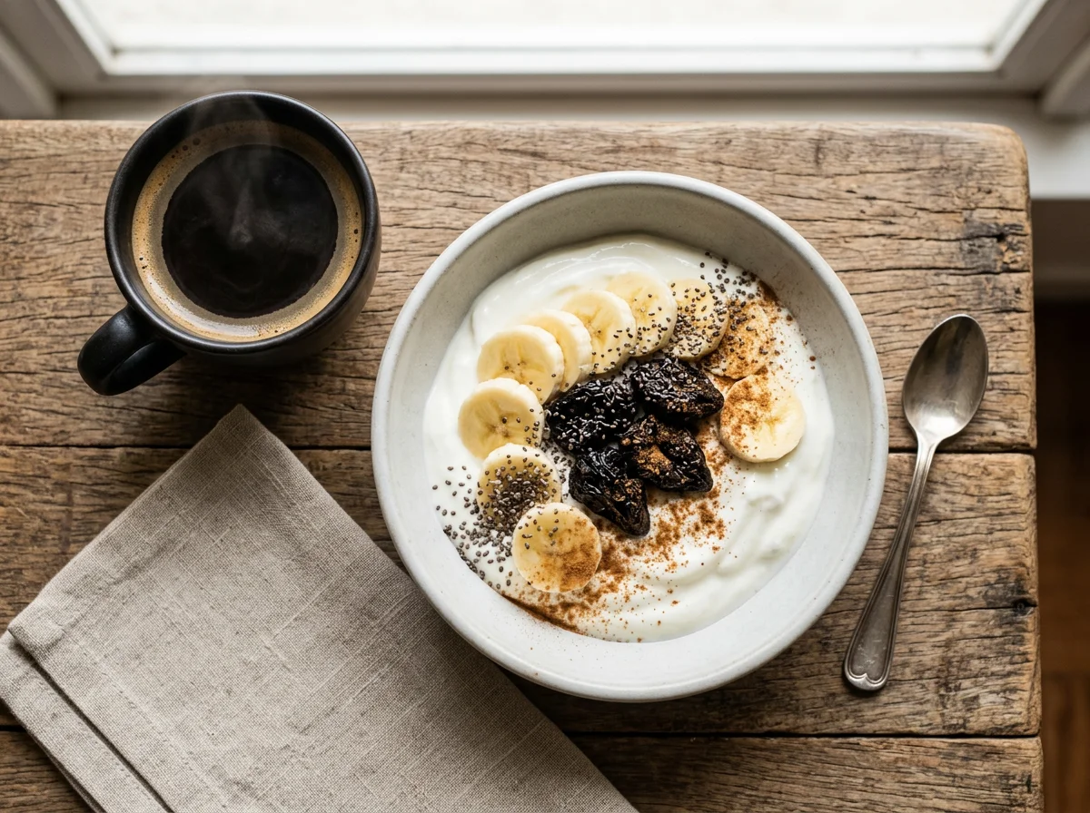 Café da manhã com iogurte e frutas photo