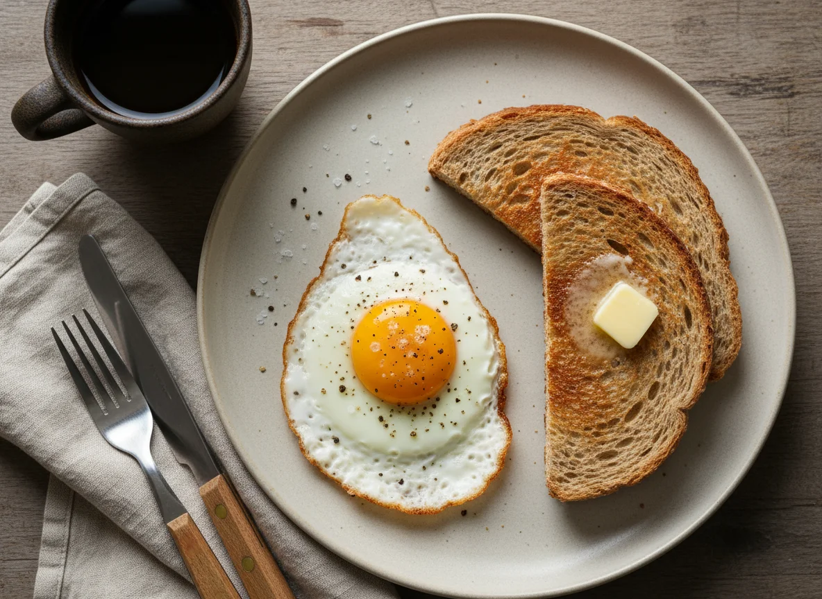 Café da manhã com ovo e torrada photo
