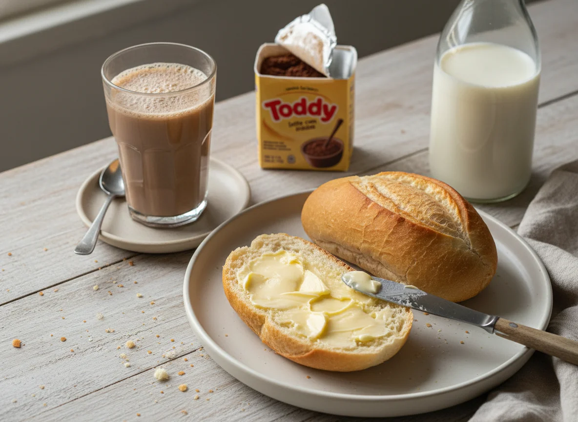 Café da manhã com pão e leite com Toddy photo
