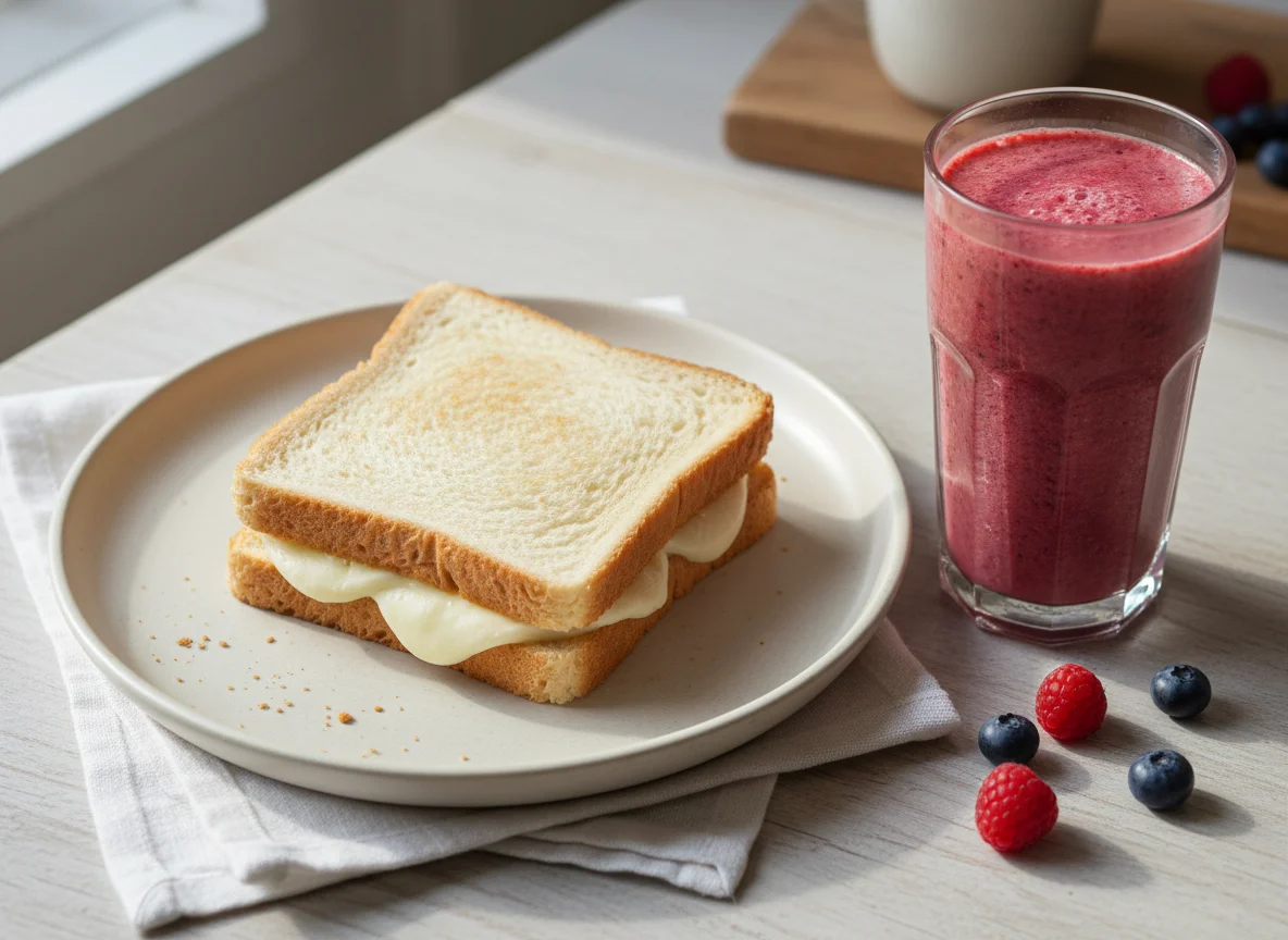 Café da manhã com vitamina e sanduíche photo