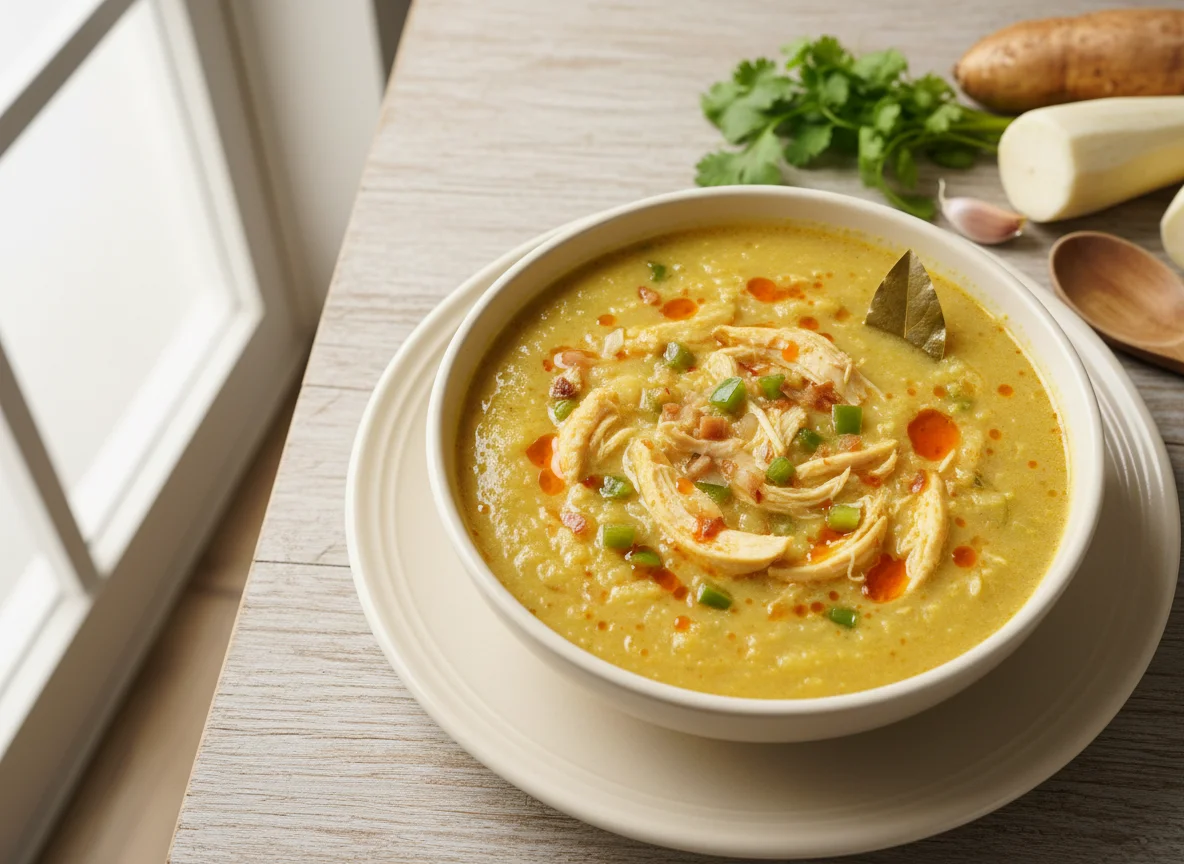 Caldo de frango com mandioca photo