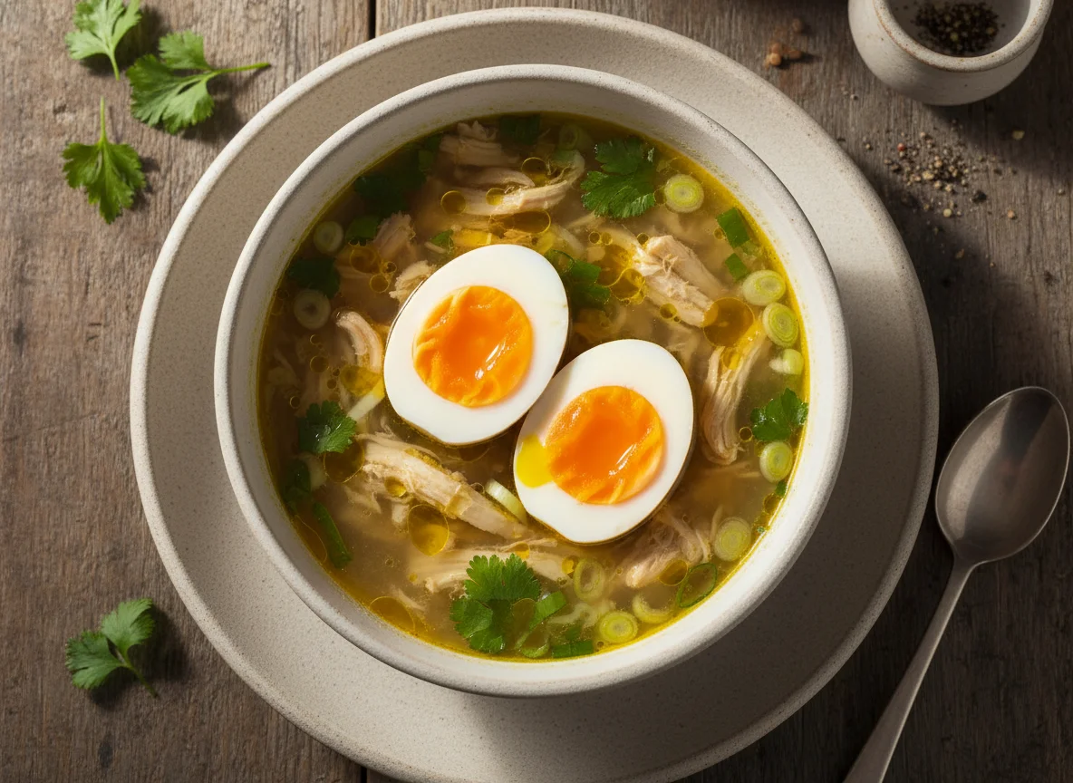 Caldo de Galinha com Ovo photo
