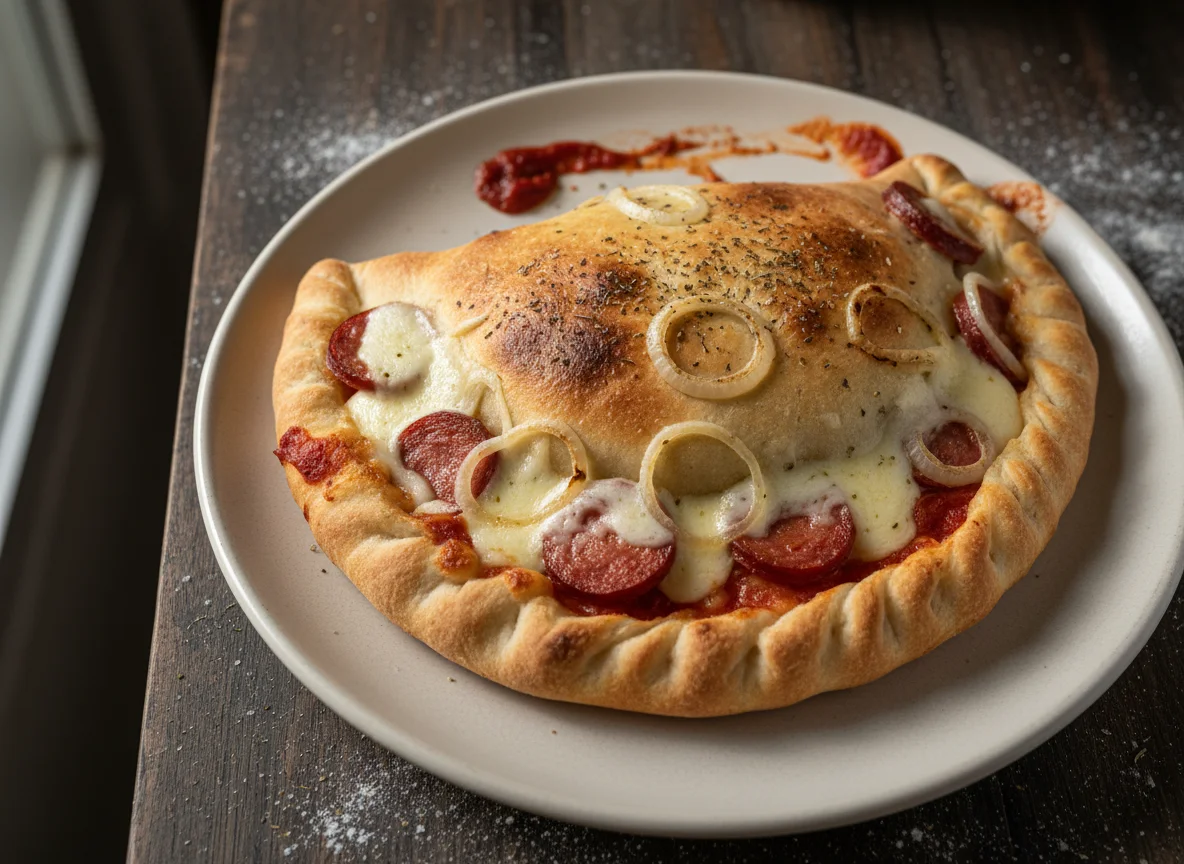 Calzone de calabresa e cebola photo