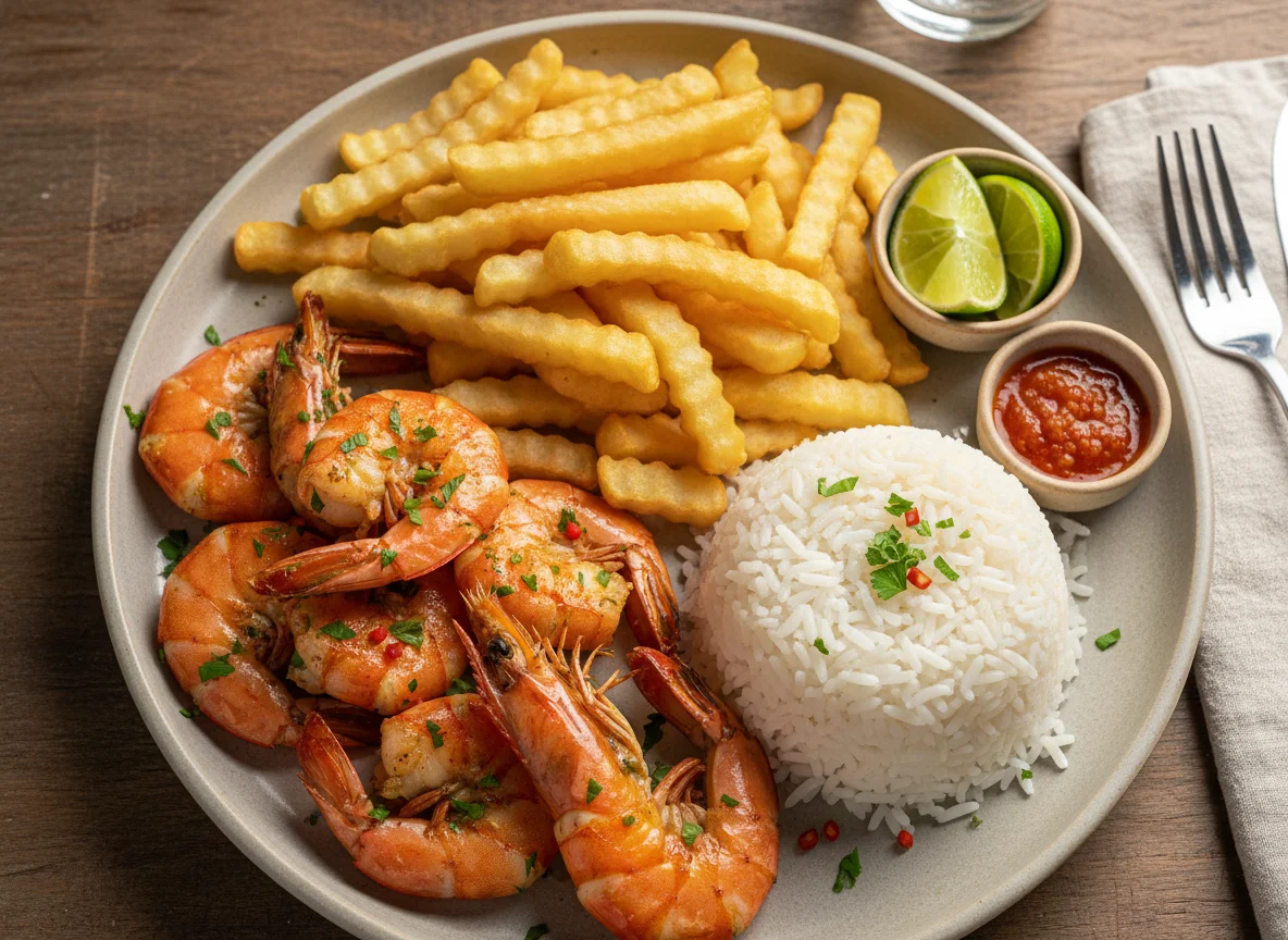 Camarão com Batata Frita e Arroz photo
