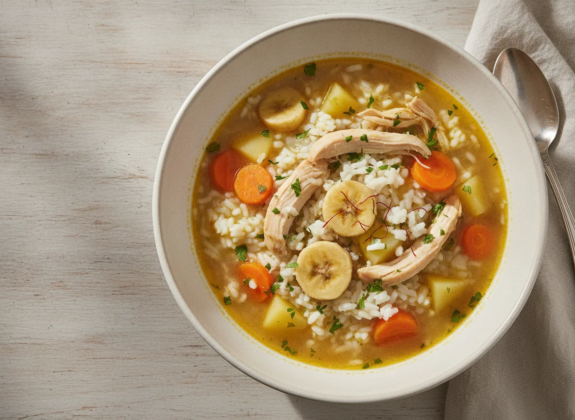 Canja de Galinha com Legumes e Banana photo