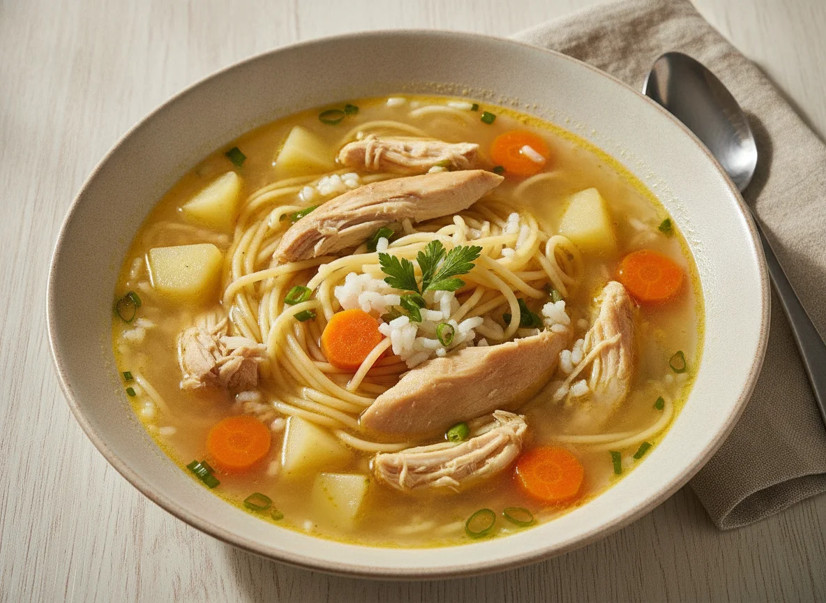 Canja de Galinha com Macarrão e Legumes photo