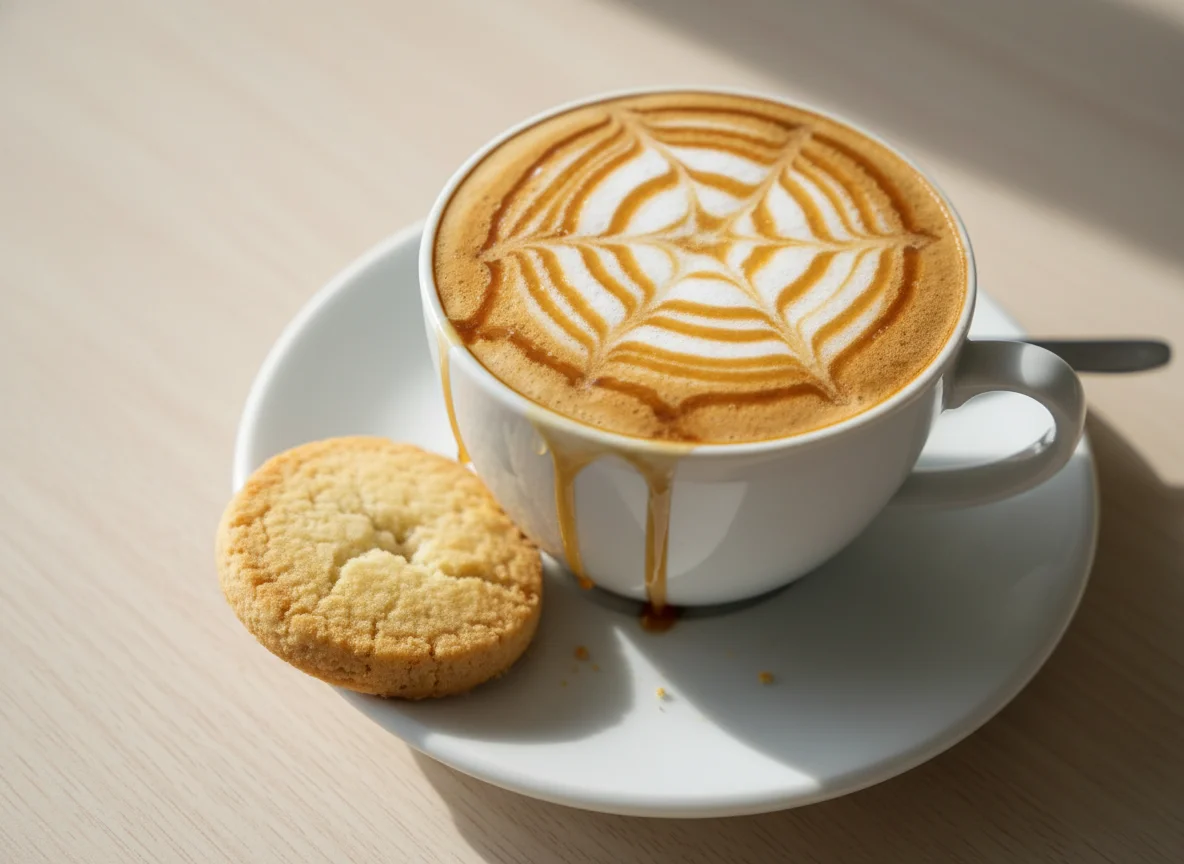 Cappuccino com Caramelo e Biscoito photo